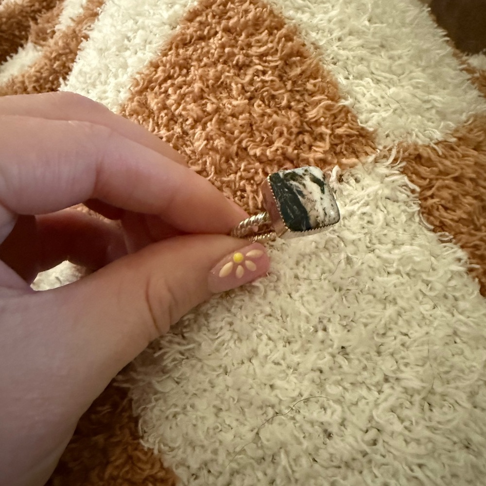 Authentic white buffalo ring